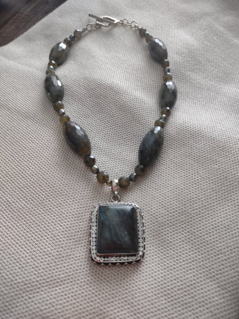 Labradorite necklace - vintage, handmade, one of a kind, with sterling silver